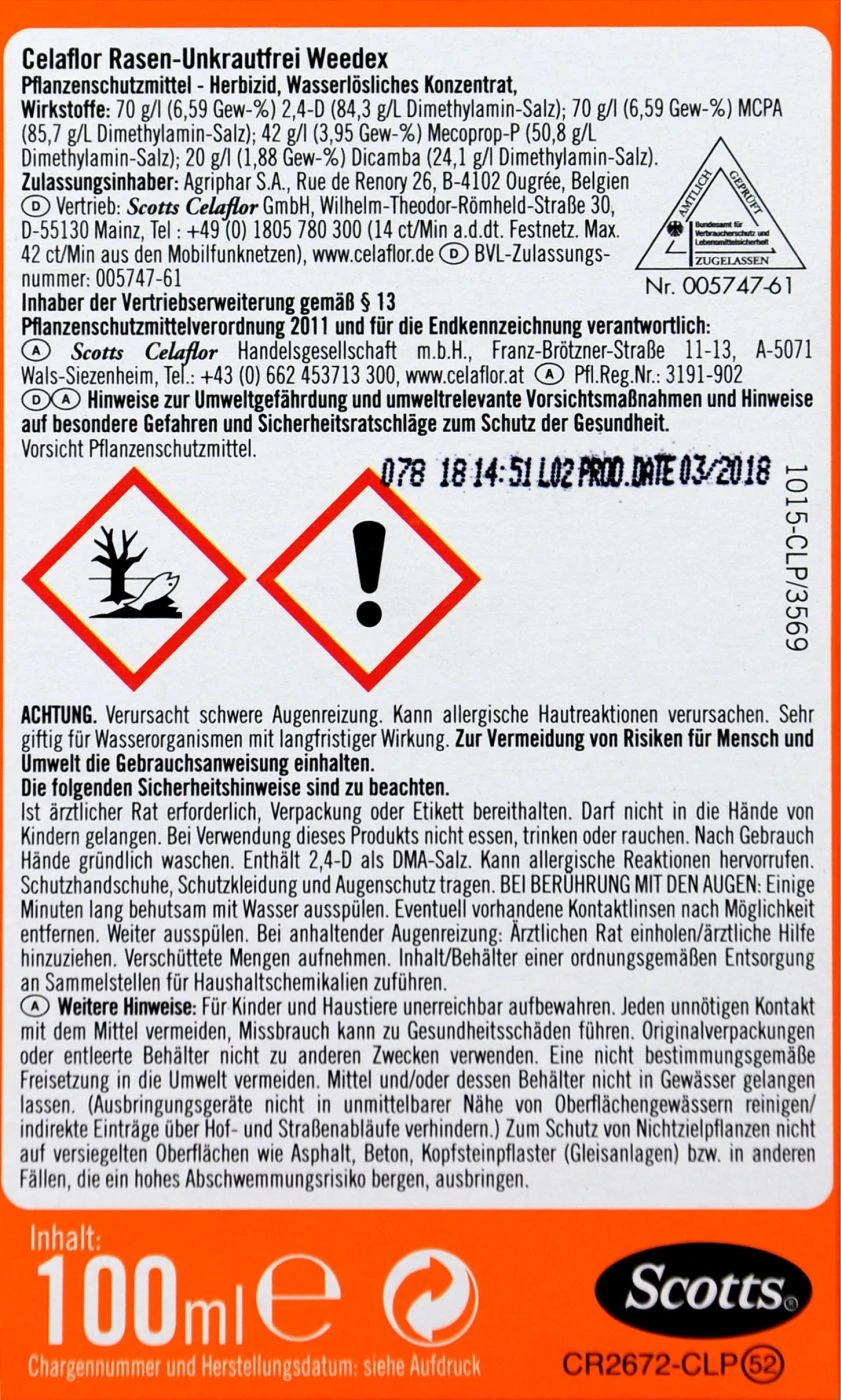 Celaflor Rasen-Unkrautfrei Weedex - 100 Ml 3 Celaflor Rasen-Unkrautfrei Weedex - 100 Ml – Bild 3