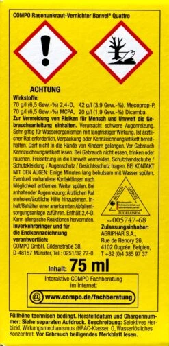 Compo Rasenunkraut-Vernichter Banvel Quattro - 75 Ml -Garten und Außenbereich Compo20Rasenunkraut Vernichter20Banvel20Quattro 33419 L01