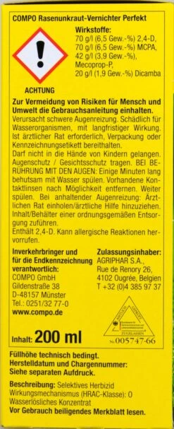 Compo Rasenunkraut-Vernichter Perfekt - 200 Ml -Garten und Außenbereich Compo20Rasenunkraut Vernichter20Perfekt 31831 L01