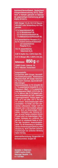 Compo Rosen Langzeit-Dünger - 0,85 Kg -Garten und Außenbereich Compo20Rosenduenger 31829 R01