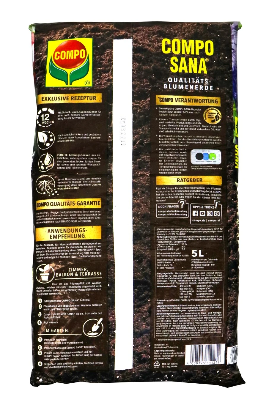 Compo Sana Qualitäts-Blumenerde - 5 L 2 Compo Sana Qualitäts-Blumenerde - 5 L – Bild 2