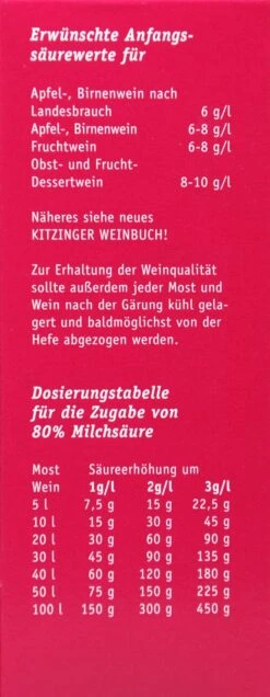 Kitzinger Milchsäure 80 % - 125 G -Garten und Außenbereich Milchsaeure 15148 L01