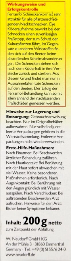 Neudorff Ferramol Schneckenkorn - 200 G -Garten und Außenbereich Neudorff20Ferramol20Schneckenkorn 32716 L01