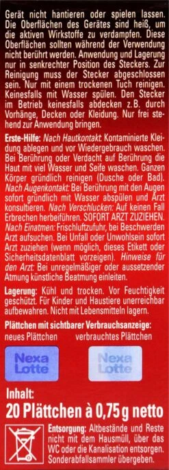 Nexa Lotte Mücken- Und Gelsenstecker Ultra Nachfüllpack - 20 Stück -Garten und Außenbereich Nexa20Lotte20Muecken 20und20Gelsenstecker 32332 L01