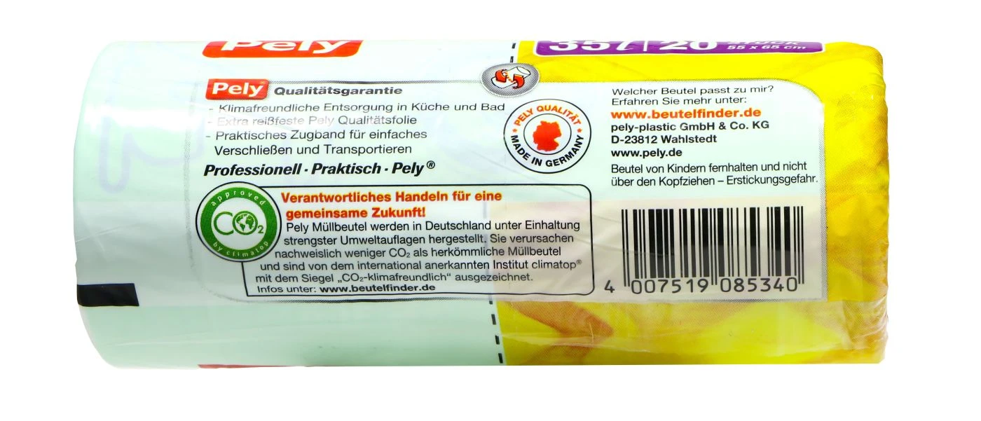 Pely Clean Zugband Müllbeutel 35 L - 15 Stück 2 Pely Clean Zugband Müllbeutel 35 L - 15 Stück – Bild 2