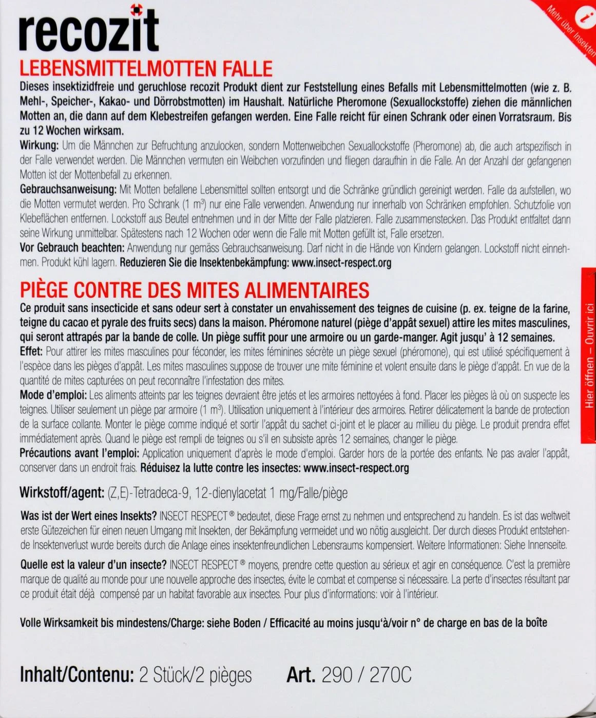 Recozit Lebensmittelmotten Falle - 2 Stück 2 Recozit Lebensmittelmotten Falle - 2 Stück – Bild 2